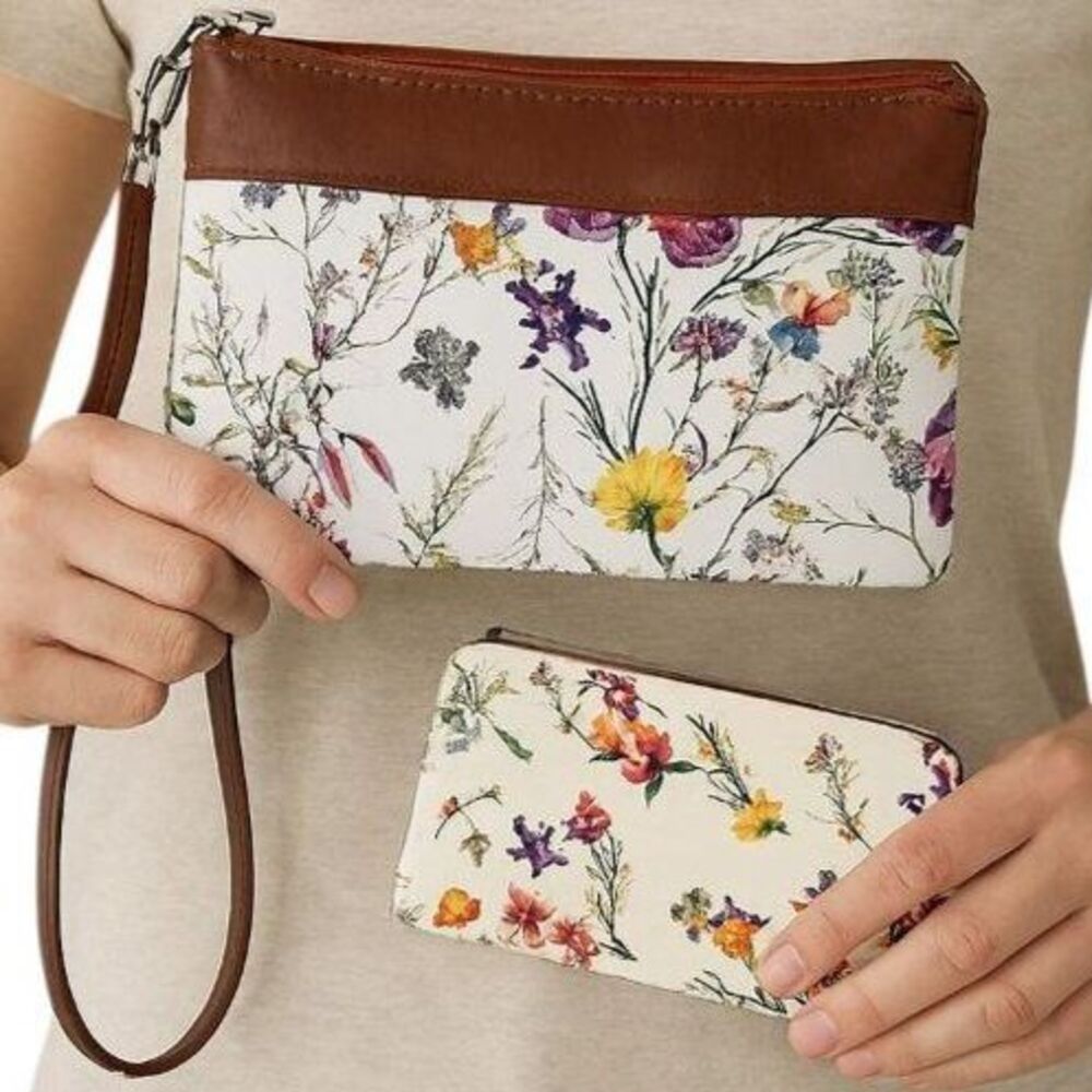 2 Floral Wristlet Clutch Pouch Purse Wallet Bag Women's WOMAN'S